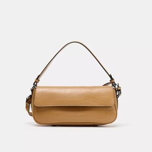ZARA NWT Elegant Tan Leather Shoulder Bag